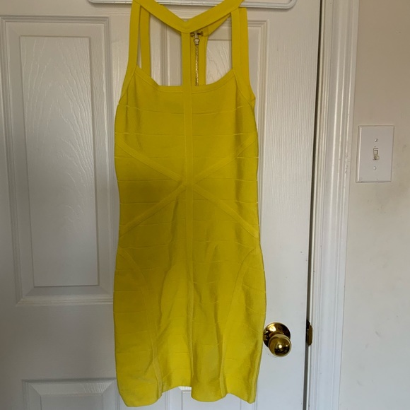 BEBE YELLOW STRAP BANDAGE DRESS - Picture 2 of 8